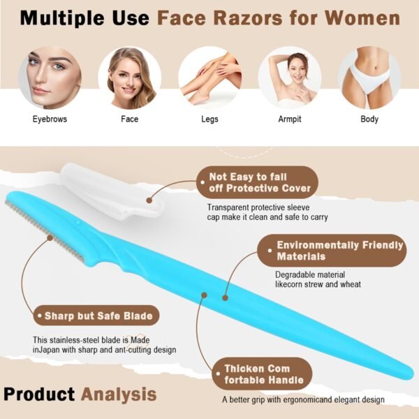 Eyebrow Razor,Face Razors,Multipurpose Dermaplaning Tools, Facial Hair Removal - Image 2