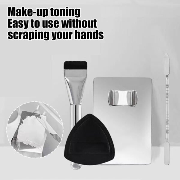 Flat Foundation Brush and Makeup Spatula Set - Image 4